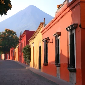 Colorful Buildings with Mountain View