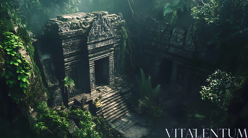 AI ART Ancient Stone Temple in Overgrown Jungle