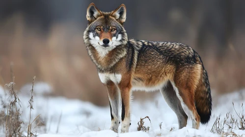 Winter Wolf Portrait in Snow