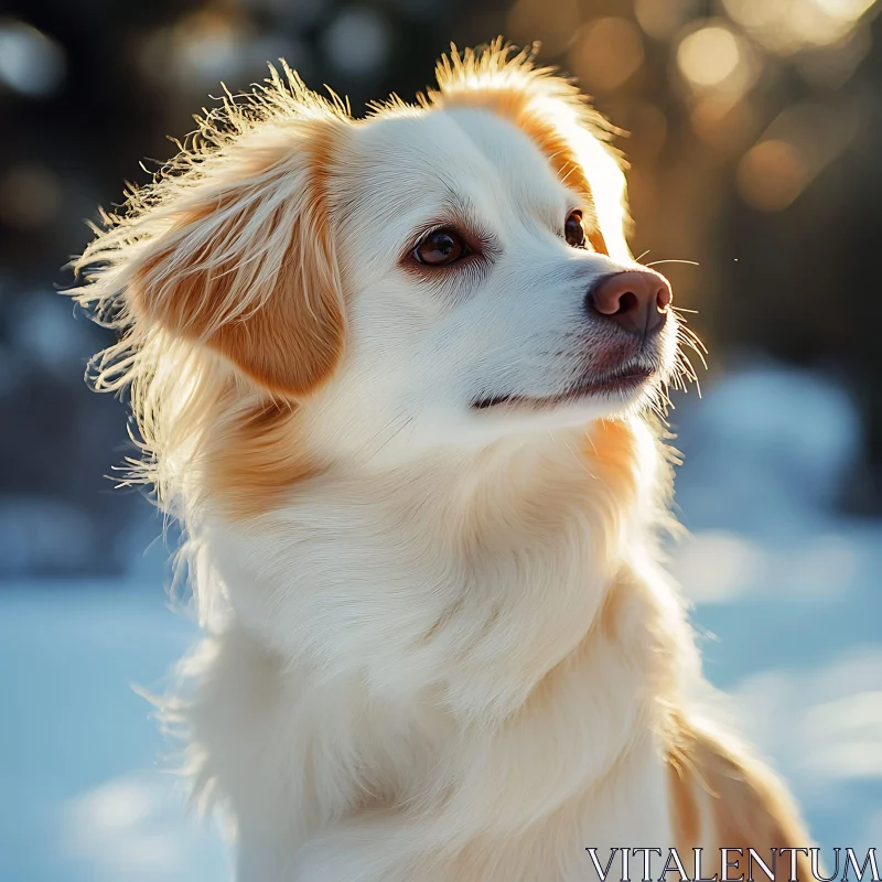 Fluffy Dog in Snow AI Image