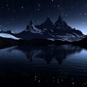 Nightscape of Mountain and Lake