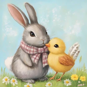 Easter Friends: Rabbit and Chick Illustration