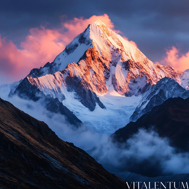 Mountain Peak Sunrise Serenity AI Image