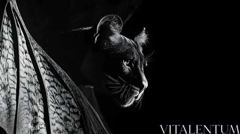 AI ART Monochrome Panther Gaze