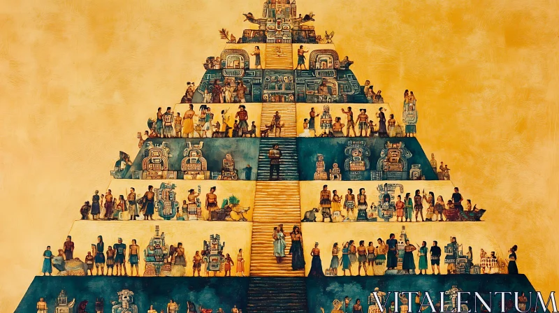 AI ART Historical Maya Aztec Pyramid Illustration