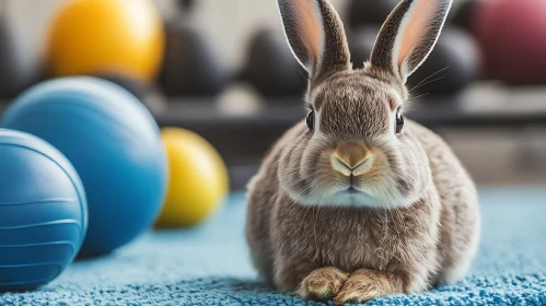 Charming Bunny on Blue Surface Art