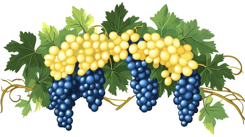 Still Life of Blue and Yellow Grapes