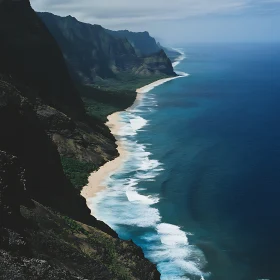 Dramatic Seascape with Cliffs and Waves