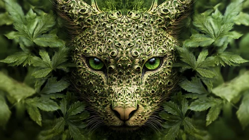 Green Leopard Portrait