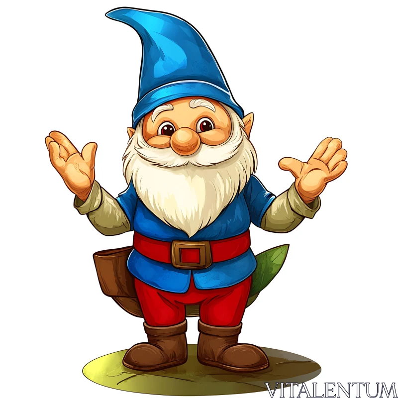 AI ART Cartoon Style Gnome with Blue Hat