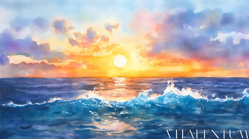 AI ART Serene Seascape at Sunset