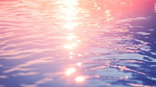 Serene Water Surface with Pink and Blue Reflections