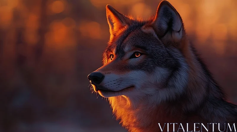 Golden Hour Wolf AI Image