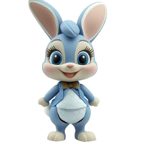 Cartoon Rabbit Doll in Blue Tones