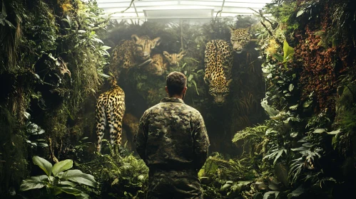 Camouflage Man and Jungle Cats