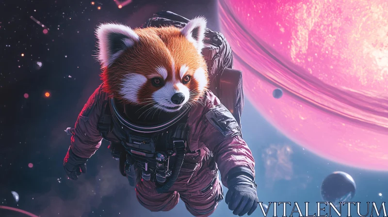 Red Panda Astronaut in Space Fantasy AI Image