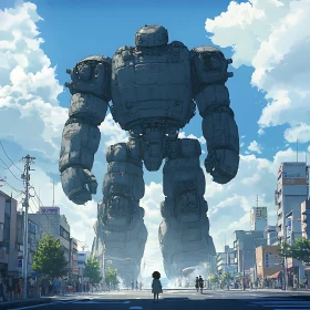 Colossal Mech in Urban Landscape