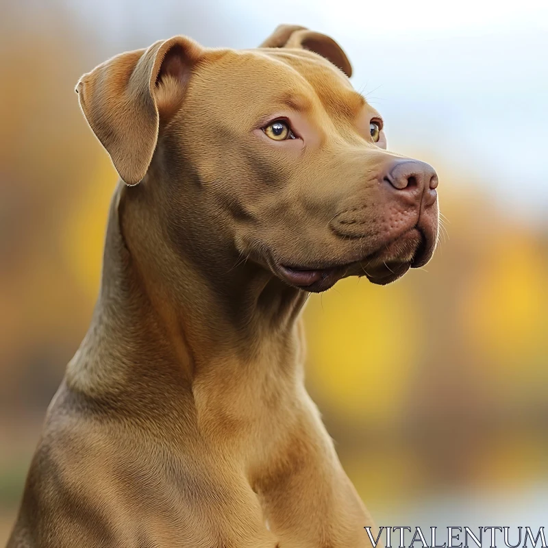 AI ART Brown Dog Portrait with Autumn Background