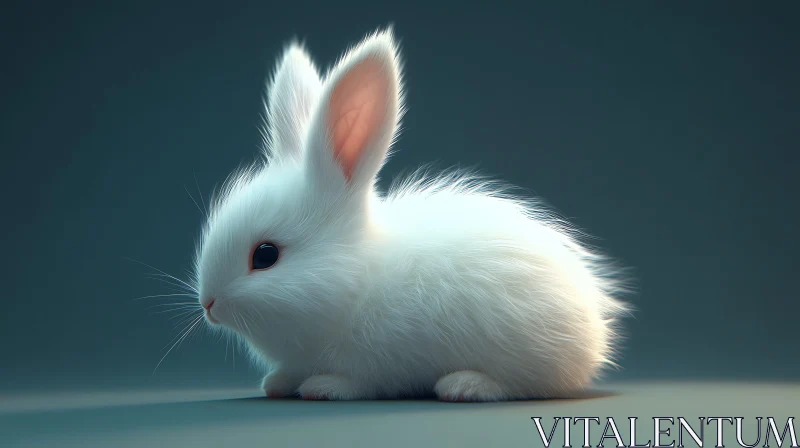 AI ART Fluffy White Rabbit on Blue