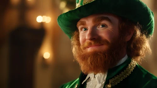 Smiling Leprechaun in Green Hat