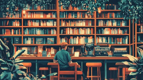 Cozy Cafe in a Library