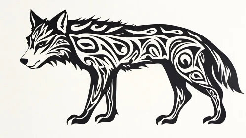 Stylized Wolf with Tribal Art