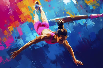 Gymnast in Motion: Bold and Colorful Artwork