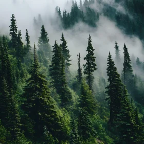 Foggy Evergreen Forest