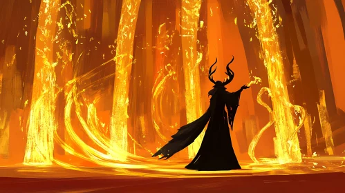 Silhouette Wizard Casting Spell