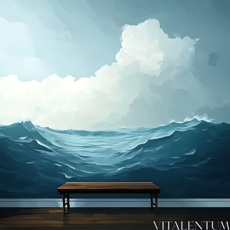 Ocean Waves and Clouds Art AI Image