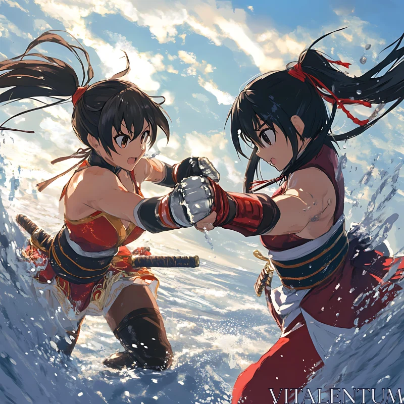 AI ART Intense Samurai Battle in Anime Art Style