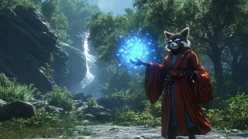 Enchanted Raccoon with Magic Orb