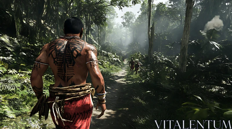 Tribal Man in Forest AI Image