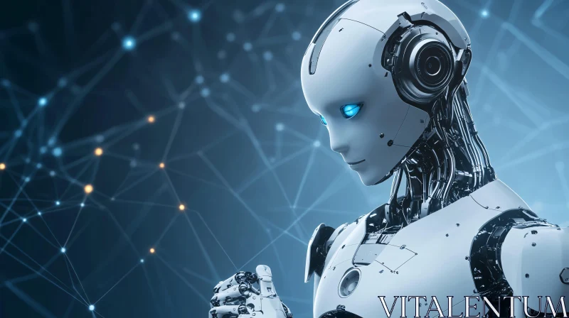 White Cyborg with Blue Eyes AI Image