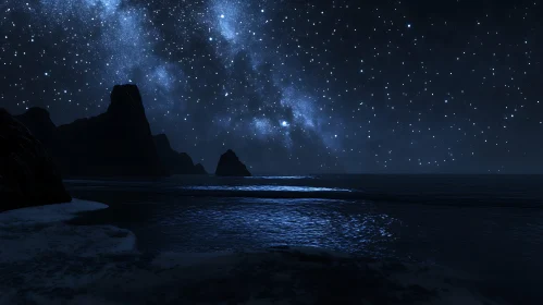 Night Coast Under Stars