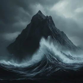 Stormy Ocean and Mountain View