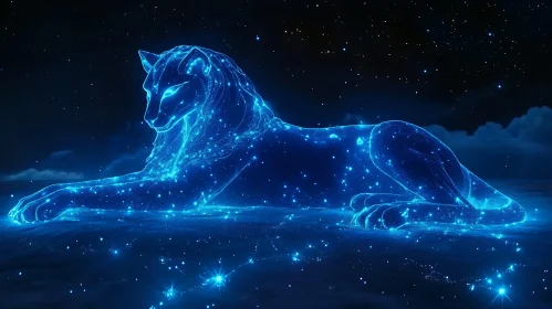 Glowing Lion Constellation Art