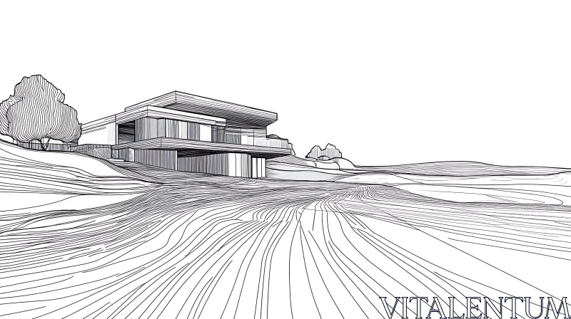 Architectural Drawing of Contemporary Home AI Image