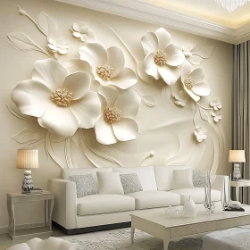 Sophisticated Interior Design Featuring 3D Floral Art