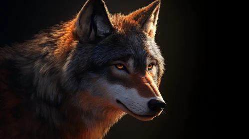 Wolf Portrait with Intense Gaze