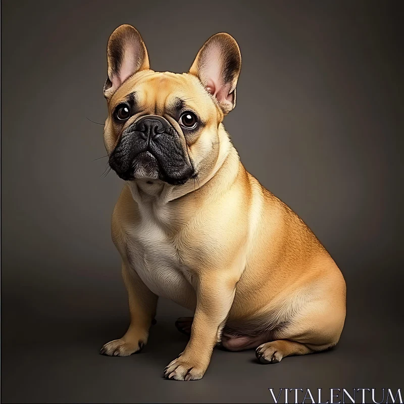 Adorable French Bulldog Sitting in Studio AI Image