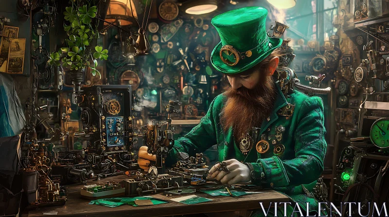 AI ART Leprechaun's Clockwork Dream