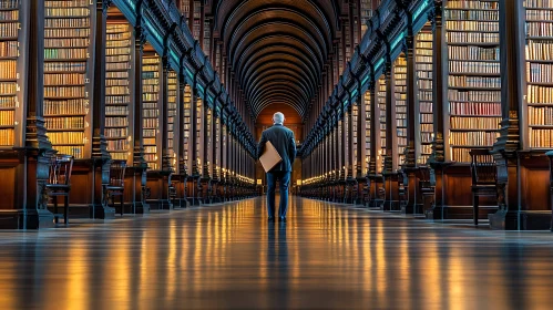 Library Hallway with Countless Books