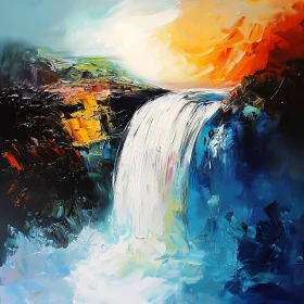 Waterfall Landscape Art - Serene Nature Scene