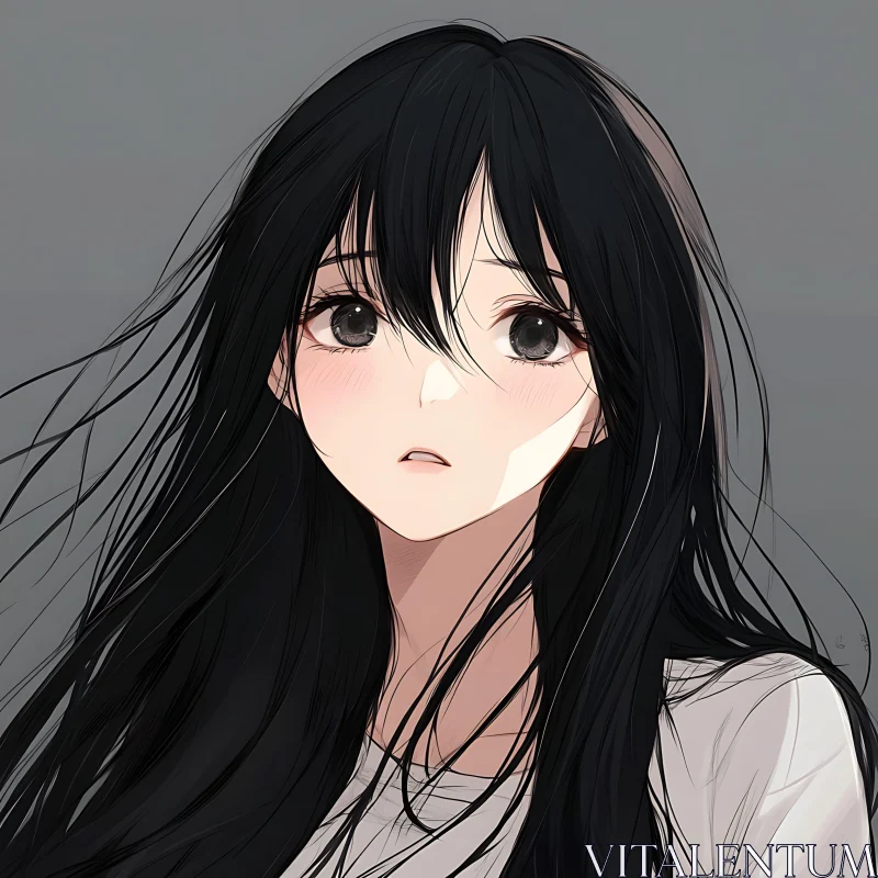 Expressive Anime Girl Illustration AI Image