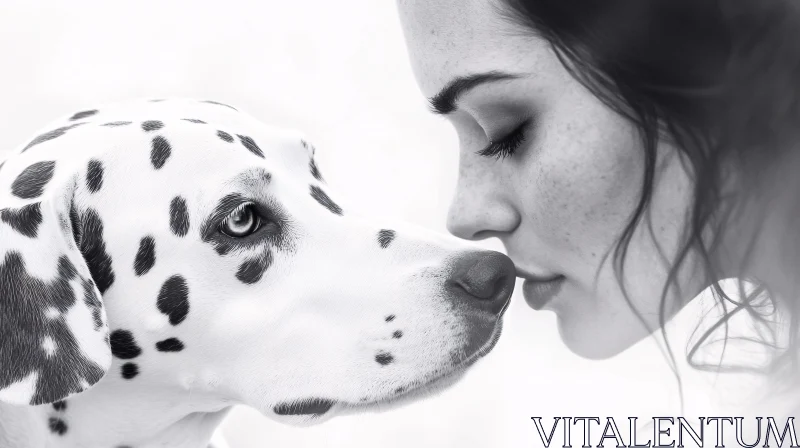 Tender Moment Between Woman and Dalmatian AI Image