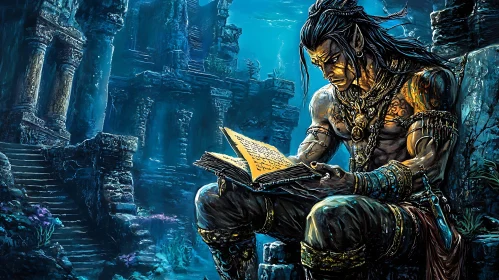 Ancient Elf Reading Illustration