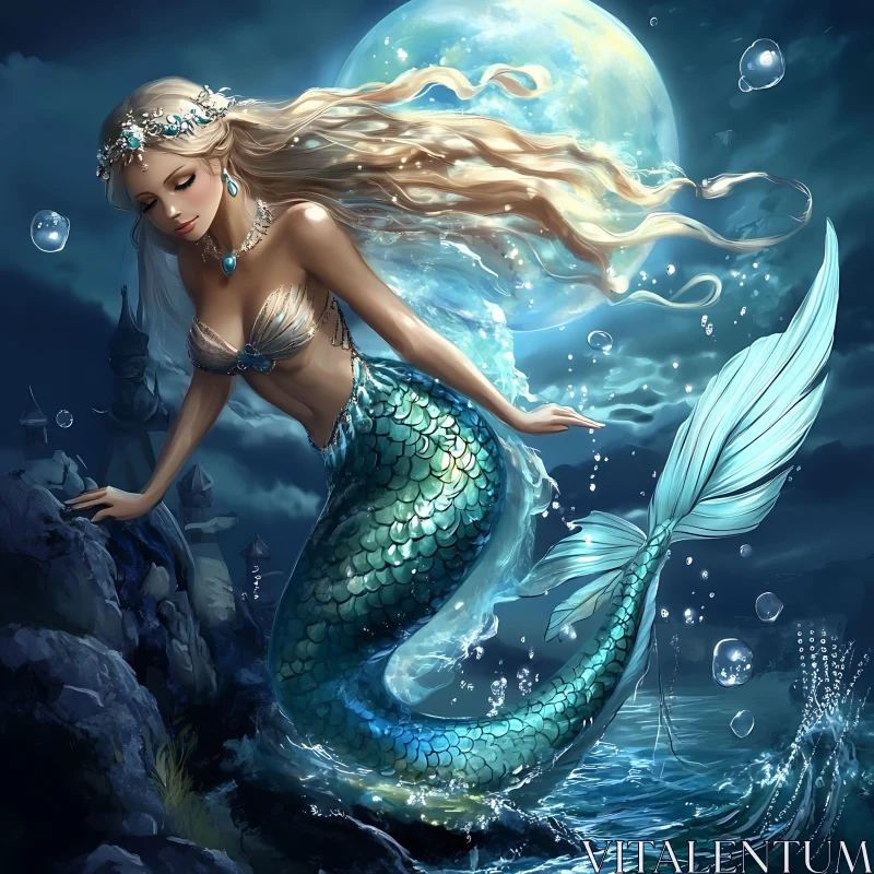 AI ART Mystical Mermaid in the Sea