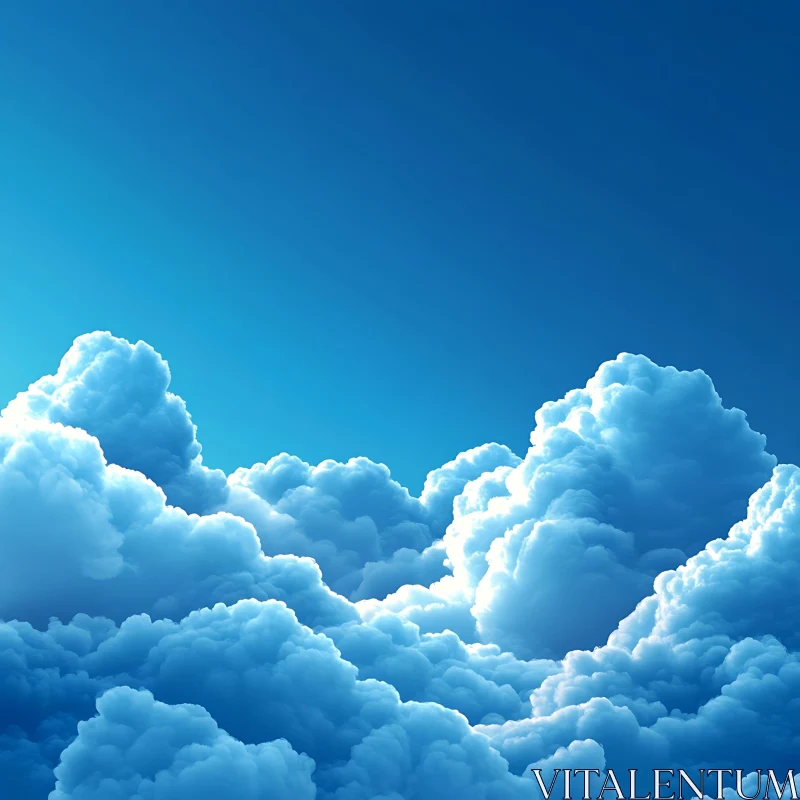 AI ART Billowing Clouds in a Clear Blue Sky