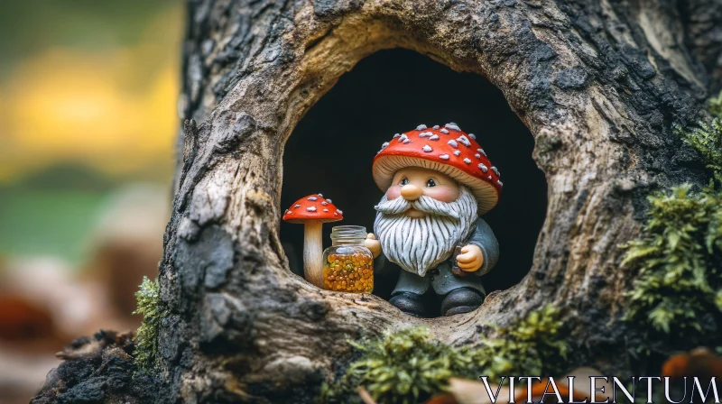 AI ART Whimsical Gnome with Mushroom Hat